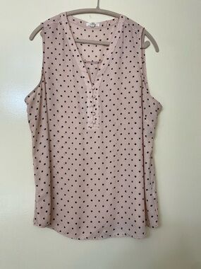 Sleeveless Pink Polka Dot Blouse